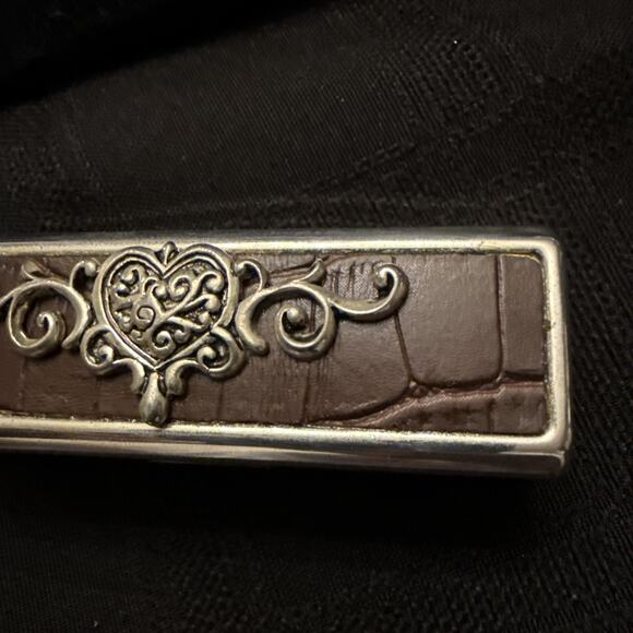 Silverplate With Moc Croc Top Lipstick Case W/ Mirror, Beautifully detailed CASE - Picture 2 of 15